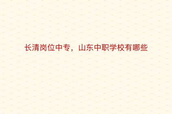 长清岗位中专，山东中职学校有哪些